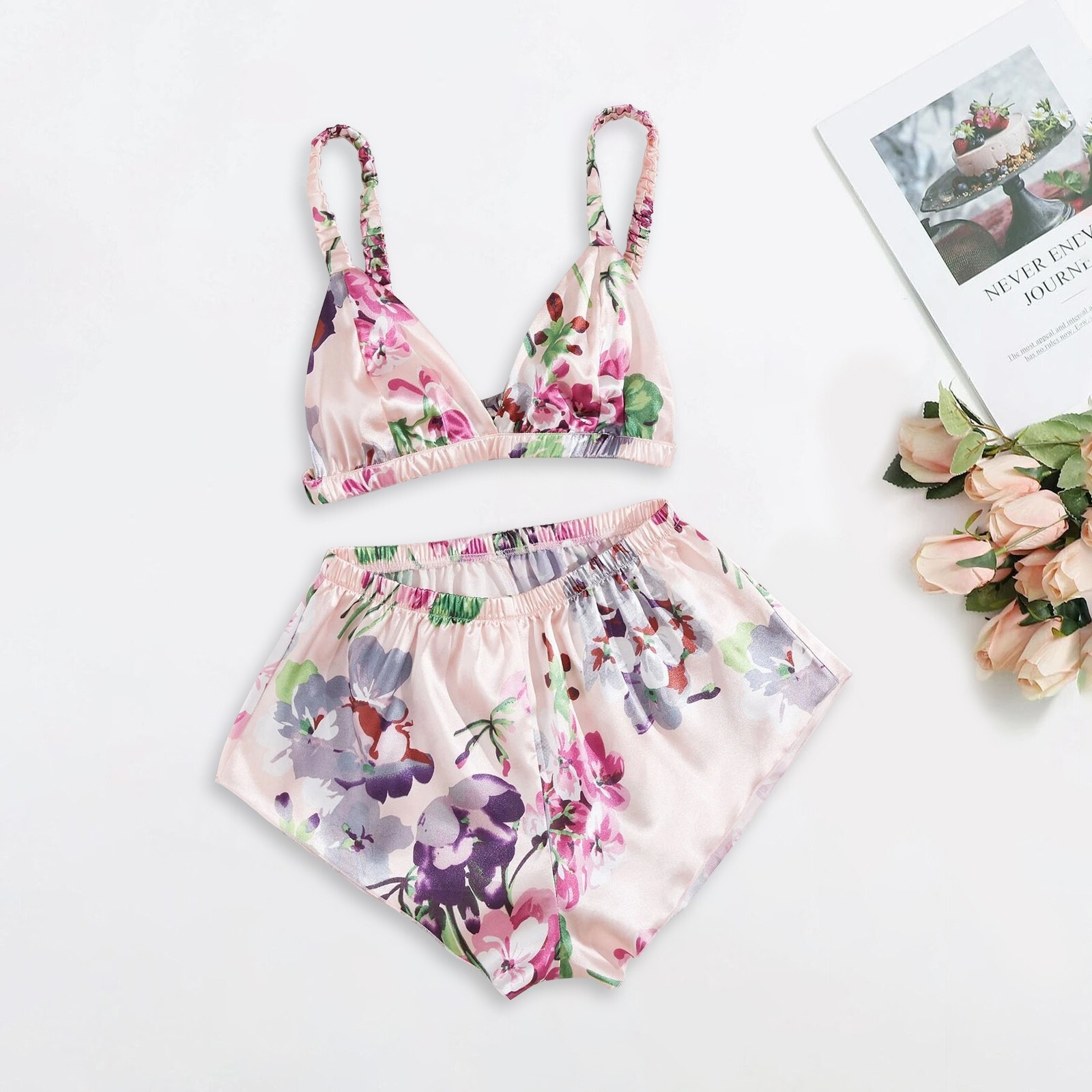 2025 New Designer Set Satin Silk Gliya fashion Pajama Printed Underwear Women s Set Sexy Gliya Women s Set Lenceria