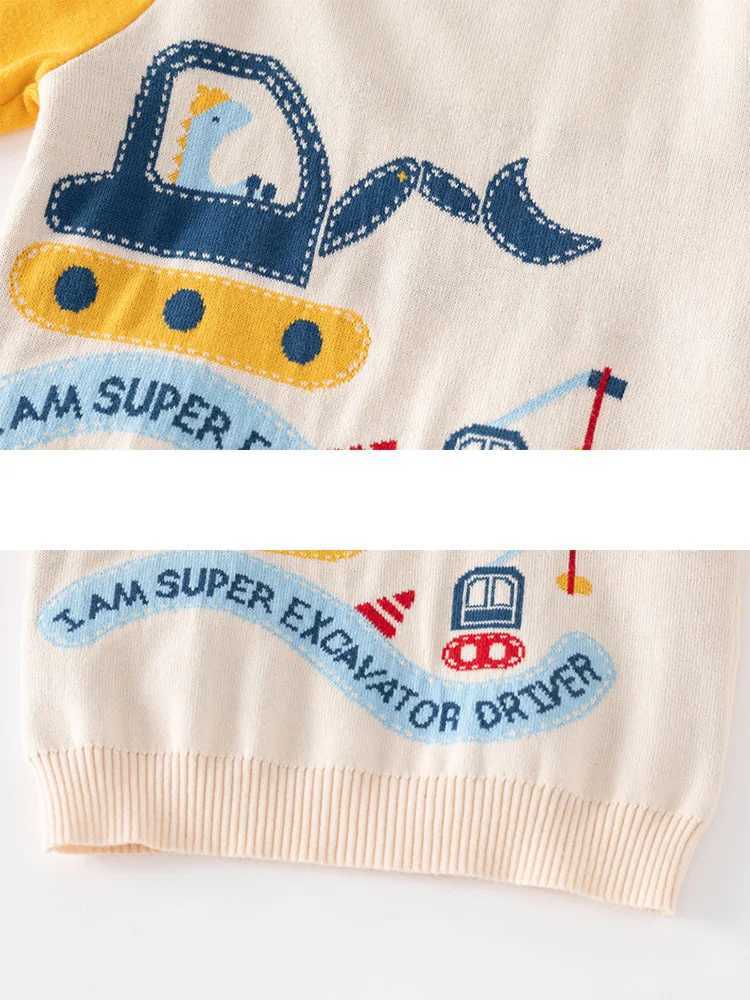 Winter Boys Sweater Cute Baby Knitted Printed Excavator Childrens Boys Long Sleeve Sweater Casual Childrens Sweater W241025