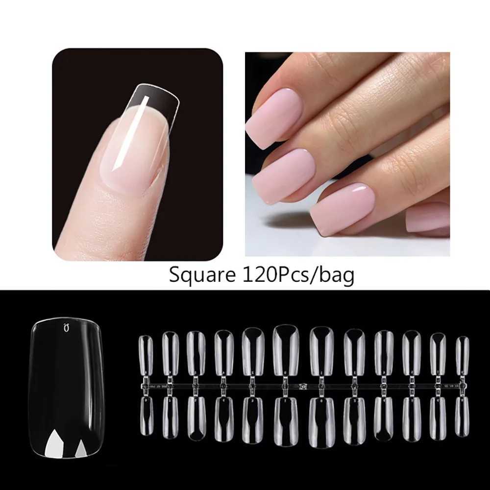 120pcs/Bag Nail Tips Coffin Press on Nail Clear Full Cover Fake Nail Artificial Long press on nailsXJ241025