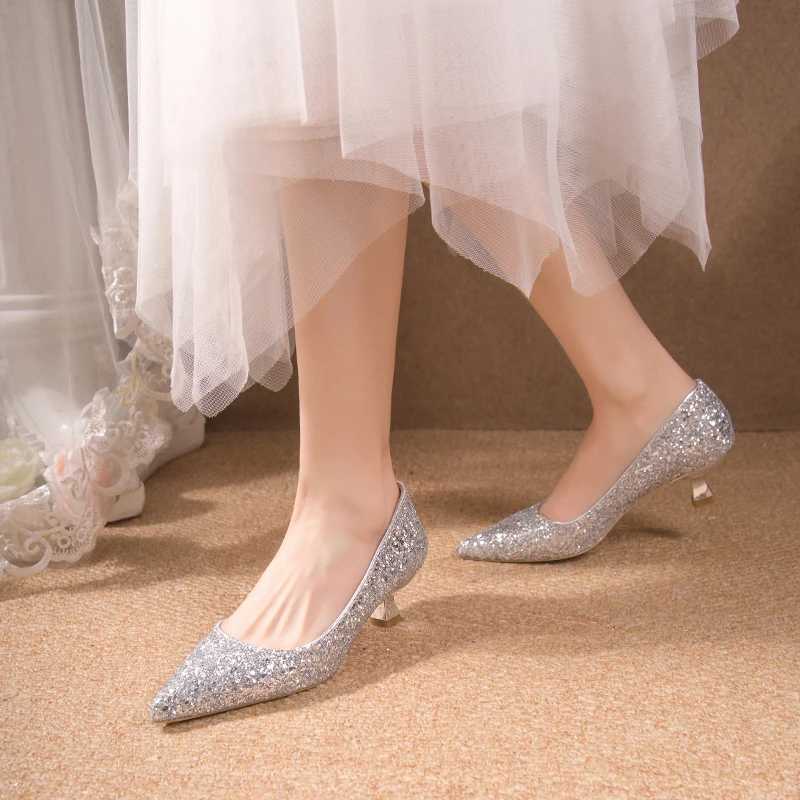 High Quality Crystal Wedding Shoes for Women New Gold Wedding Bridal High Heels Bridal High Heels T241024