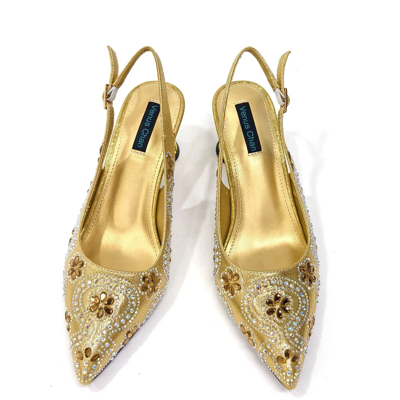 Chan 2024 Elegant Water Diamond Pointed Toe Pump with Matching Bag Set Large Capacity Bag Suitable for Womens Party High Heels 241024