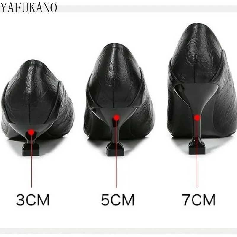 High Quality Soft leather light Fi womens high heels black dot toe womens pump display thin womens office shoes T241024
