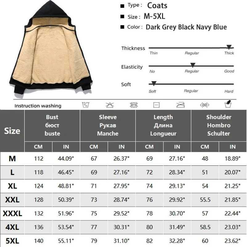 Winter Lambswool Zipper Hoodie Thick Warm Jacket Long Sleve Sweater Casual Sports Flce Black Hoodie Mens Coat W241024