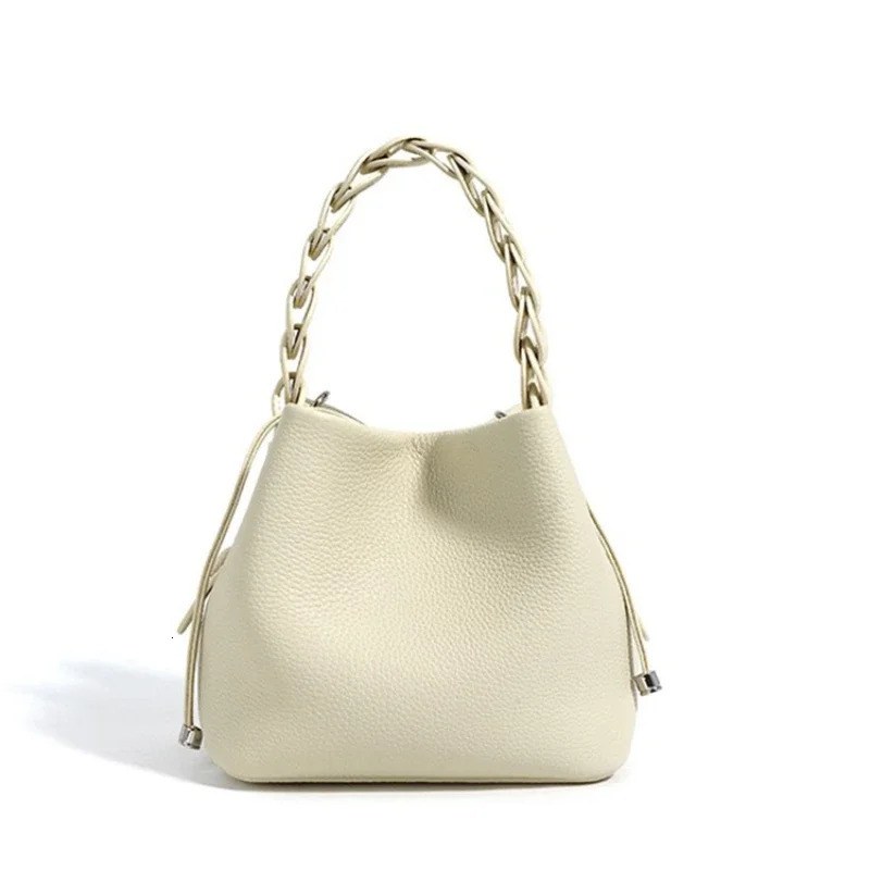 First layer cowhide bucket vegetable basket genuine leather womens bag spring and summer single shoulder handbag 241021