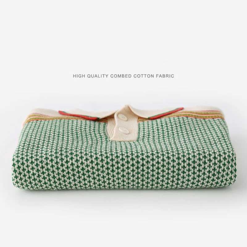 Autumn and winter childrens polo shirt striped patch thickened childrens boy baby boy Pullover cotton elastic hem little boy sweater W241025