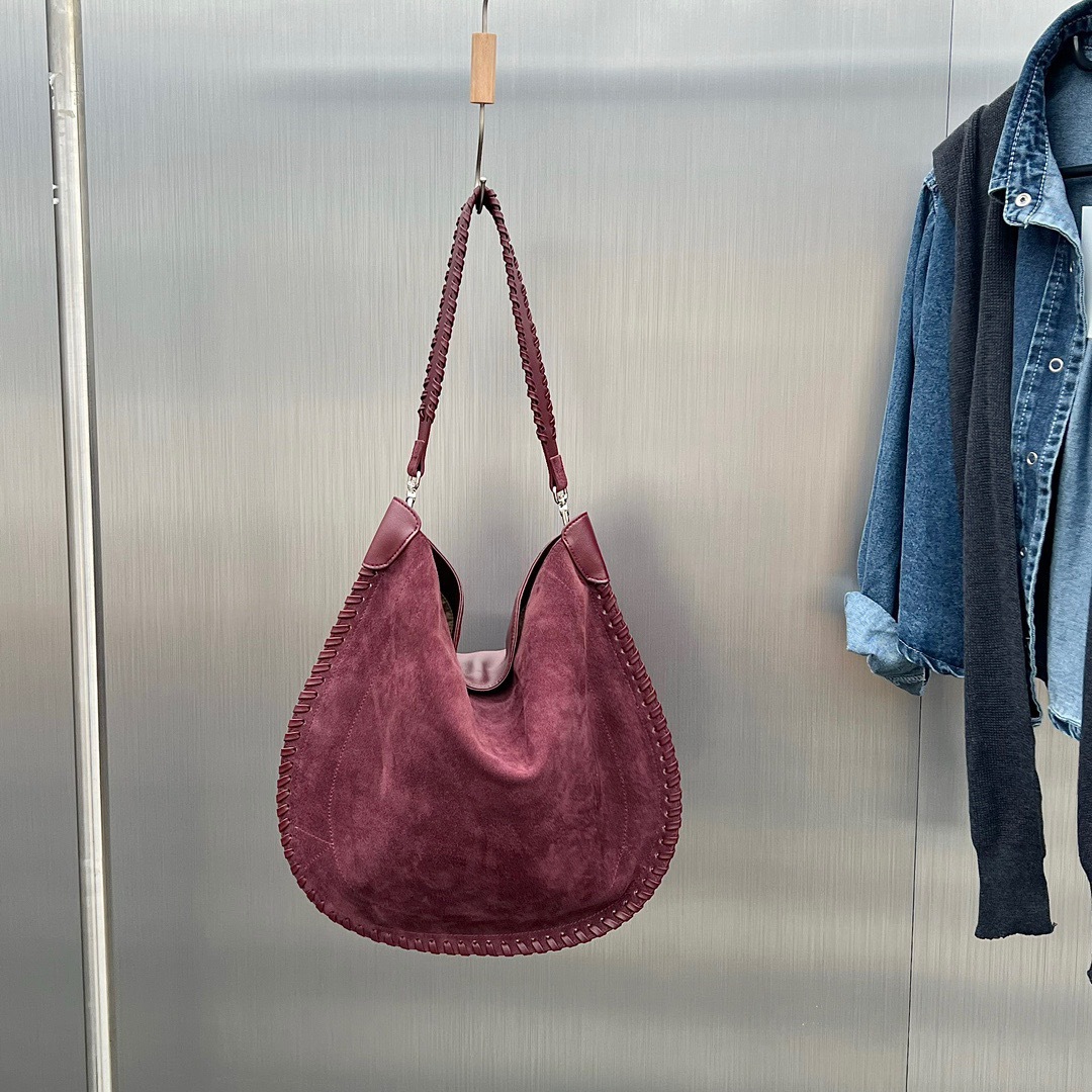 Shoulder Bags French Designer Vintage Frosted Suede Woven Tote Bag For Women's Retro Causal Style Crossbody High-quality Cowhide Handbag 0417 4