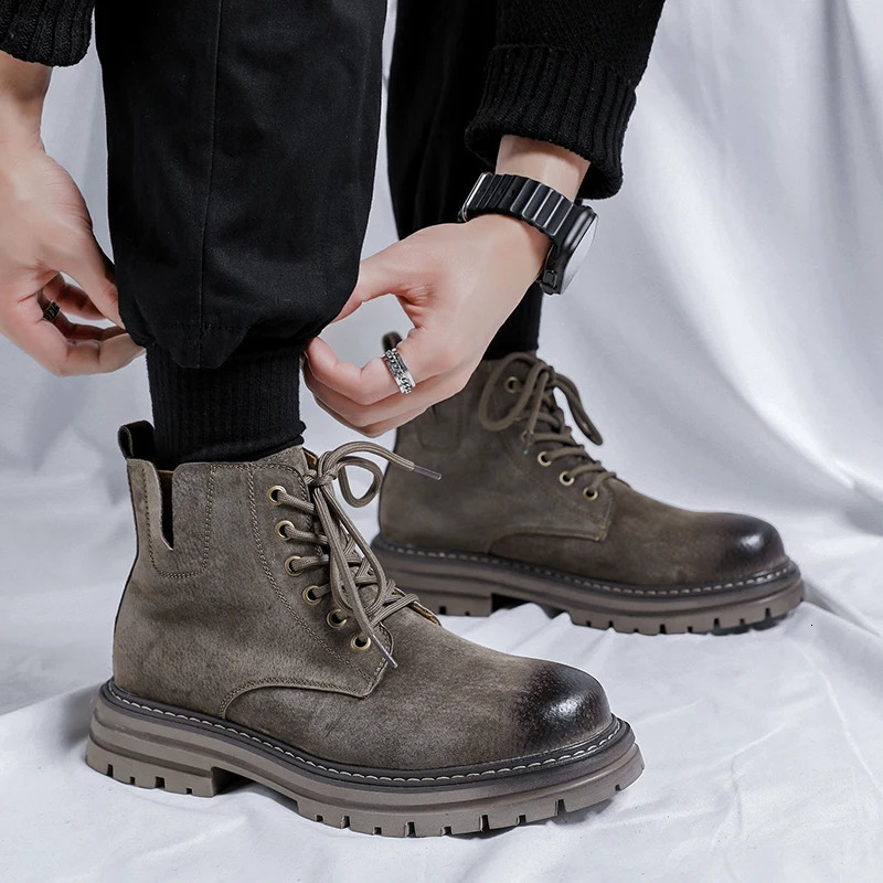 Classic retro handmade mens boots classic casual shoes fashionable ankle boots comfortable leather casual British style shoes 241024