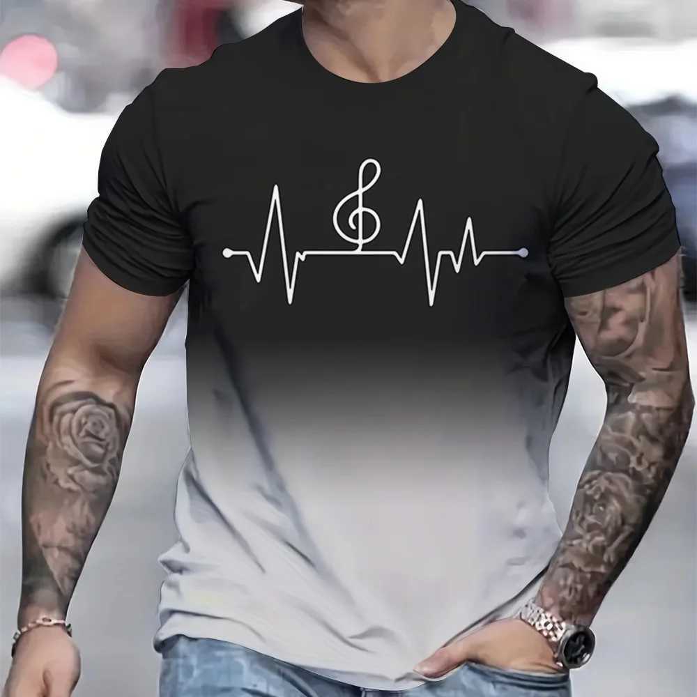 Casual Mens T-Shirt Summer Gym Short Sleeved T-Shirt 3D Ripple Pattern Printed T-Shirts Oversized Men Clothing Tops Outdoor NewXJ250117
