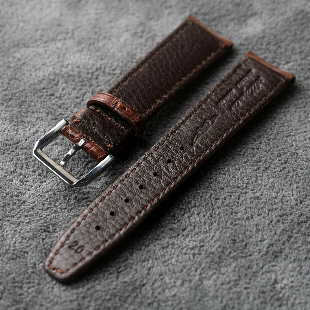 Handmade strap brown 20 21 22MM brown vintage leather bracelet suitable for logo Pilot bracelet 241025