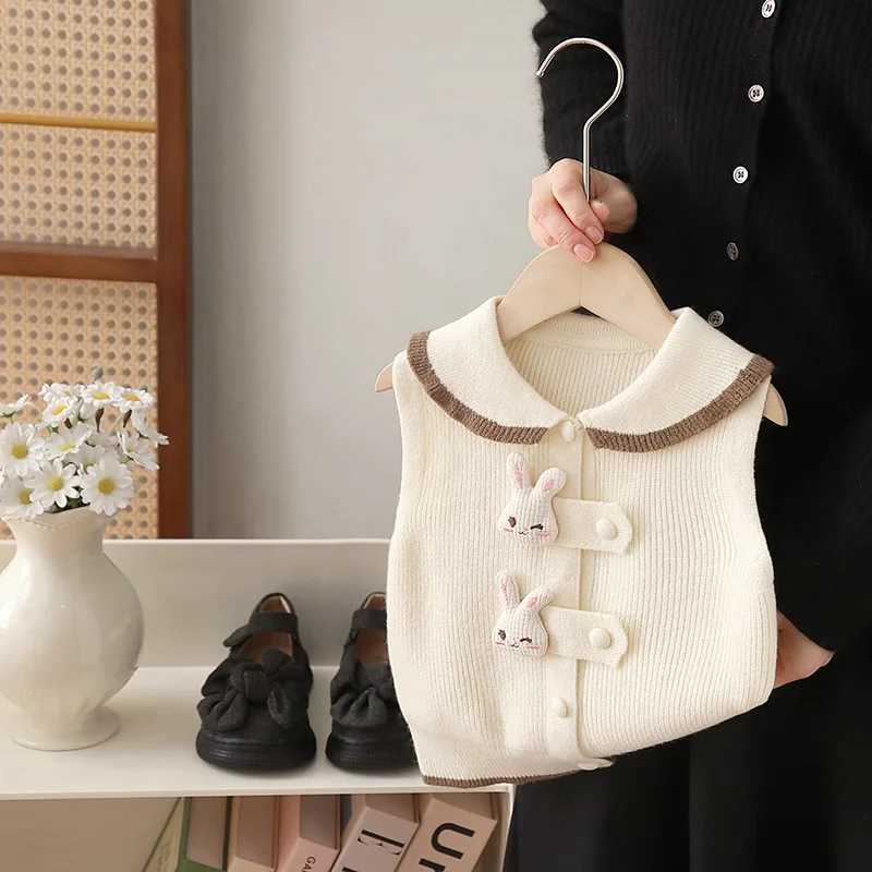 Baby and toddler girl sweater vest cartoon rabbit Korean style kangaroo hoodie fashionable baby knitted card spring August 2024 W241025