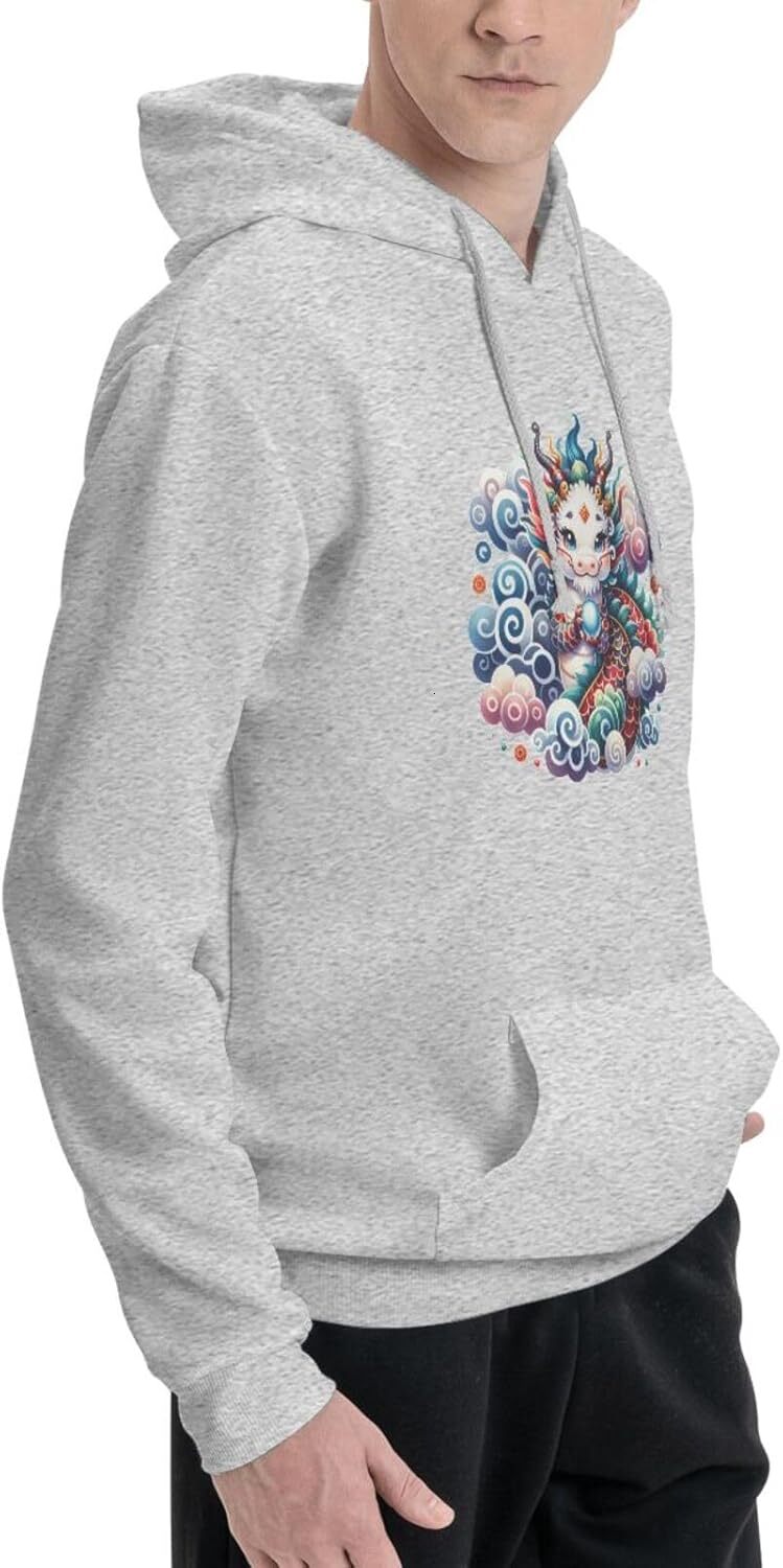 Hoodie for Mens Womens Funny Cartoon Chinese Dragon Print Hoodie for Women Men Animals Lovers Pullover Hoodies Sweatshirt Clothing warmth