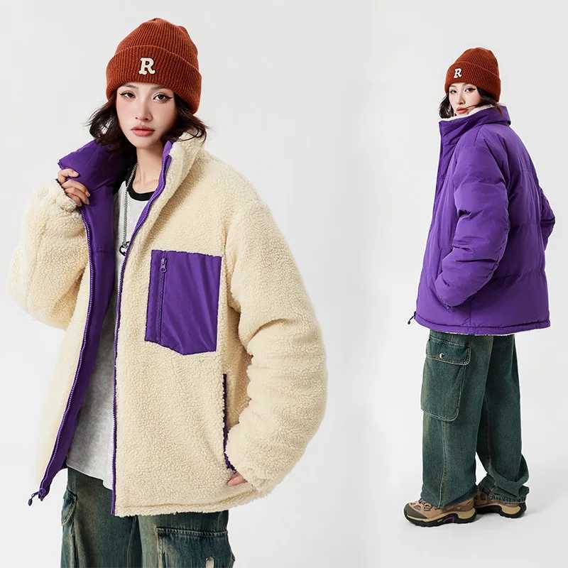 Winter mens wool outdoor jacket double-sided jacket mens thick fur warm and comfortable jacket collar Flce jacket W241024