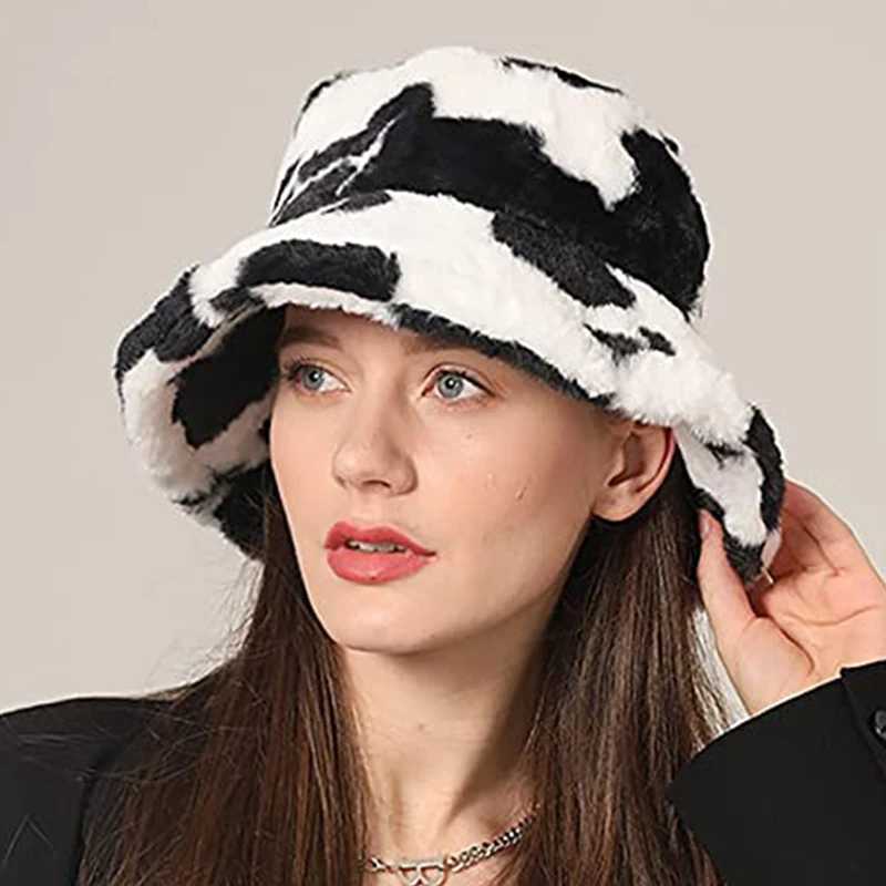 Thicken Plush Bucket Hat Faux Fur Fisherman Lamb Hats Women Girls Outdoor Winter Warm Fluffy Caps Bowl Hats Autumn Street CapsX241025
