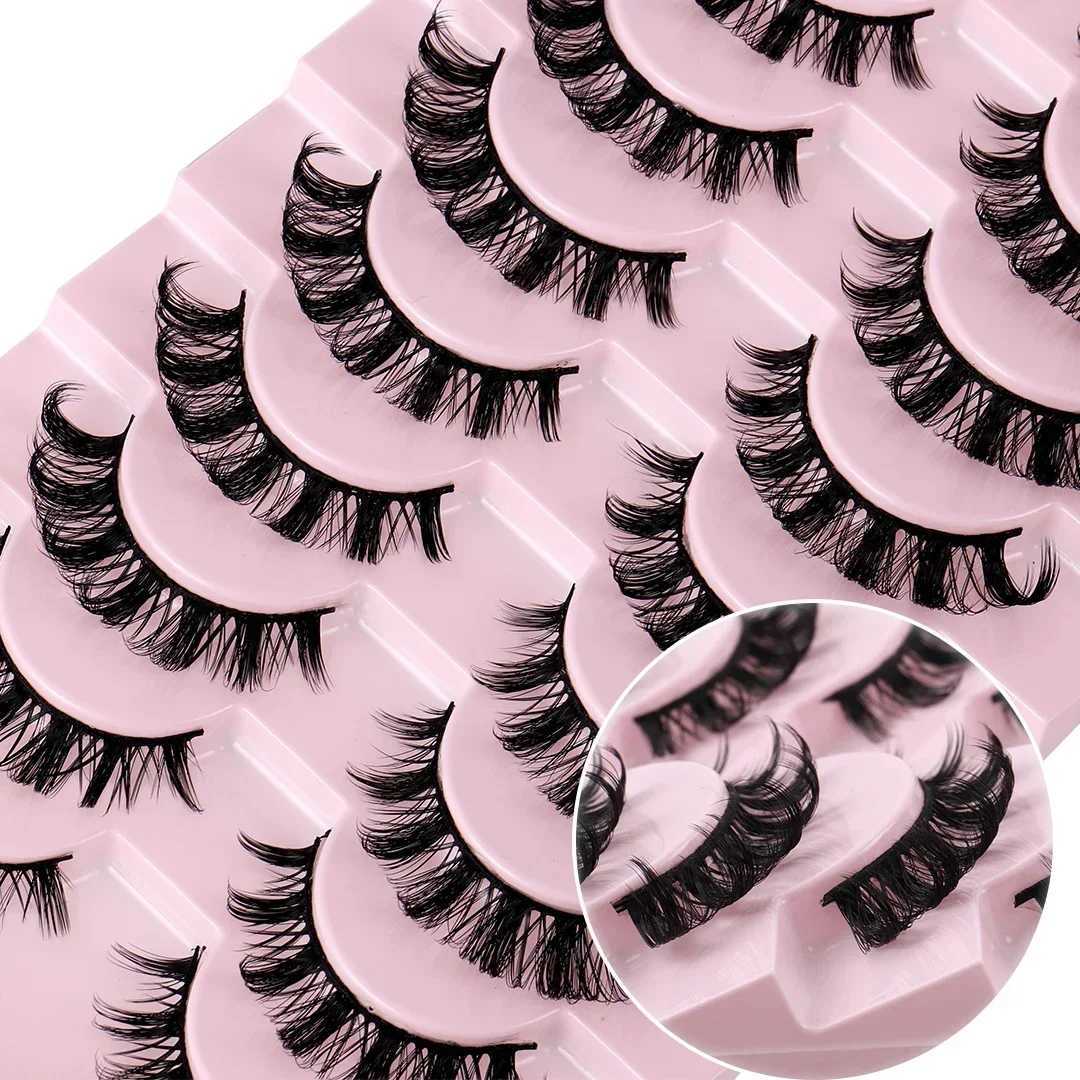10 pairs of Russian striped eyelashes D-curled false eyelashes natural appearance fluffy volume Wispy Russian eyelashes 3D effect false eyelashesW2410