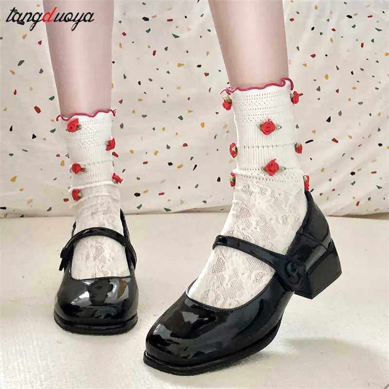 High Quality Red Mary Jane shoes womens thick high heels ankle buckles Lolita shoes female students French square shoes shallow single shoes T241024