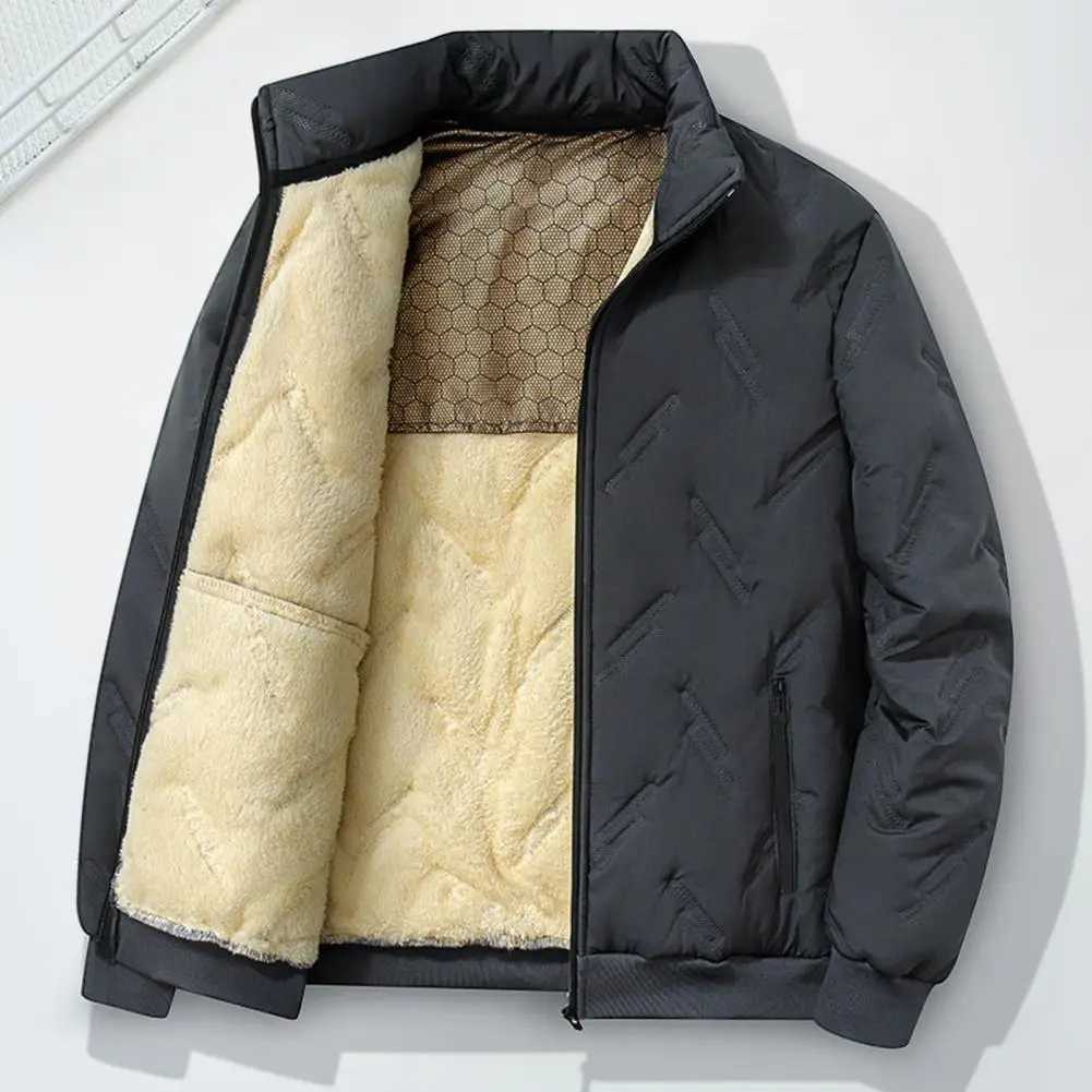 2024 autumn winter jacket mens Lambswool warm thick jacket waterproof jogging casual jacket mens fashionable loose solid Parka jacket W241024