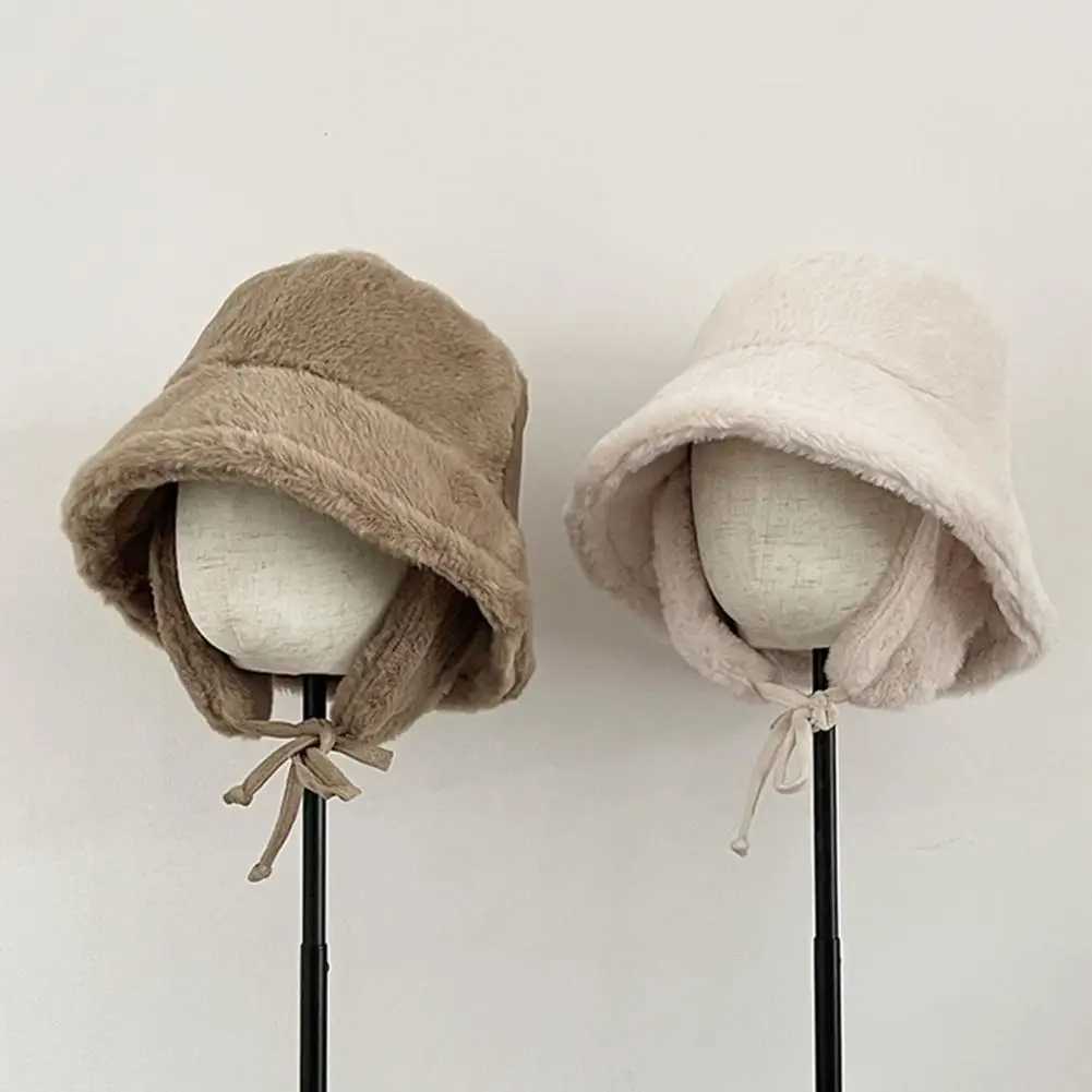 Women Fisherman Hat Plush Windproof Womens Fisherman Hat with Earmuffs for Winter Cycling Skiing Cozy Elastic Basin for WarmthX241025