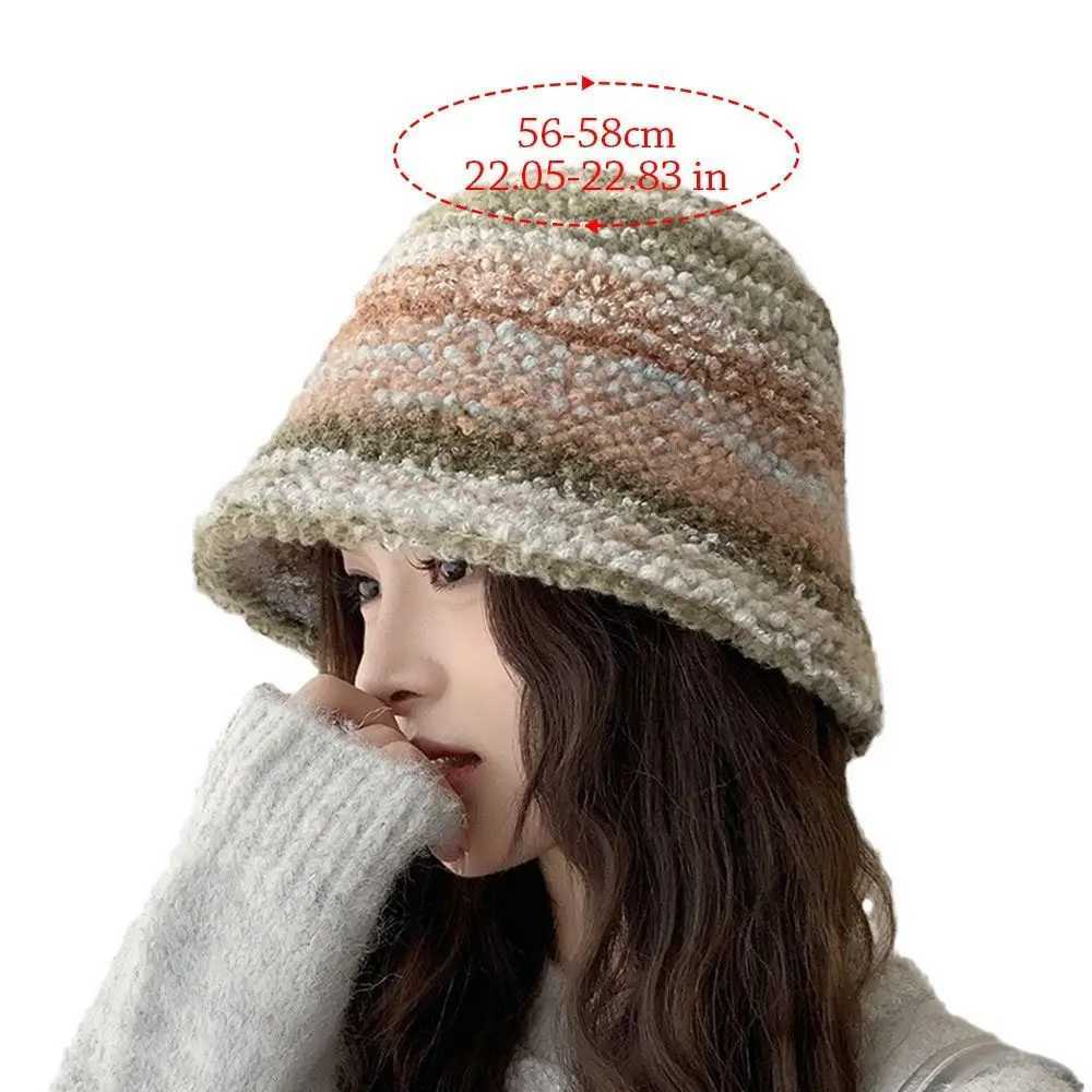 Winter Faux Fur Plush Bucket Hat Thick Warm Plus Velvet Fisherman Cap Windproof Dopamine Sun Cap for WomenX241025