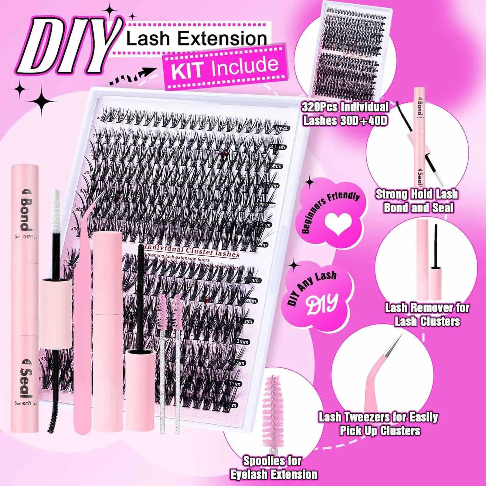 30D 40D False Eyelash Extension Set 9-16mm DIY Polyester Eyelash Adhesive and Sealer Pushing Set Realistic Appearance Eyelash MakeupW241024