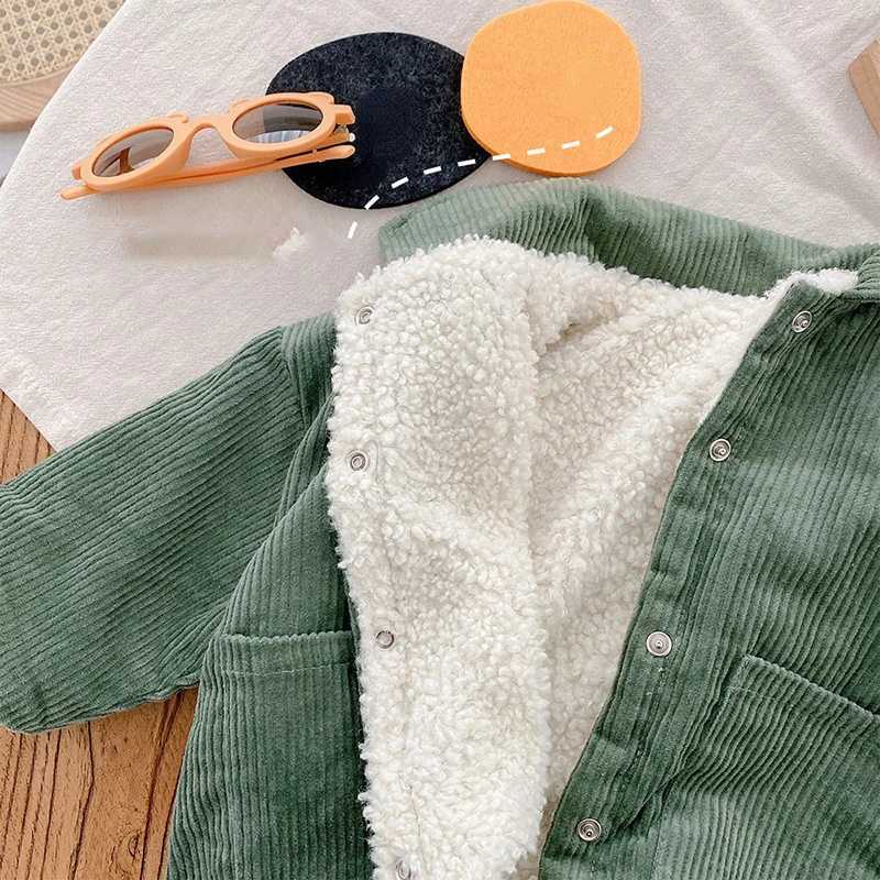 Baby Rompers Corduroy Jumpsuits Fur Lining Girls Clothes Fleece OuterwearXJ241025