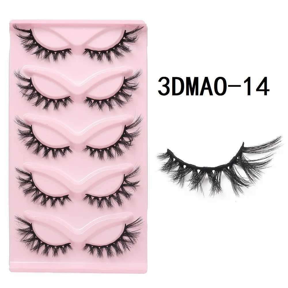 HBZGTLAD Cat Eye Eyelash 3D Natural False Eyelash Fluffy Soft Cross 5 pairs Manga Eyelash Wispy Natural Eyelash Extension MakeupW241024