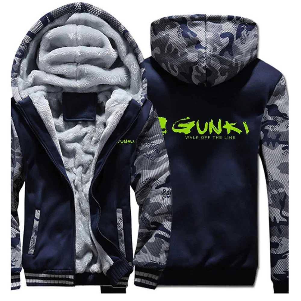 Gunki 2024 New Mens Autumn/Winter Lambswool Zipper Hoodie Cotton Thick Plus Warm Jacket Top W241024