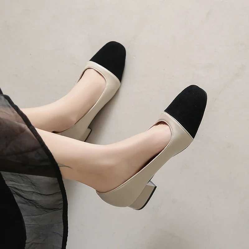 High Quality High heels womens dress sandals closed square toe elegant low boot pump wedding shoes casual flat shoes T241024