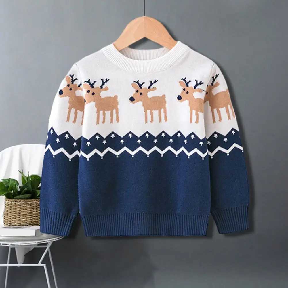 Childrens Christmas Sweater Comfortable Cartoon Design Childrens Christmas Sweater Boys and Girls Fun Winter Neutral New Years Sweater W241025