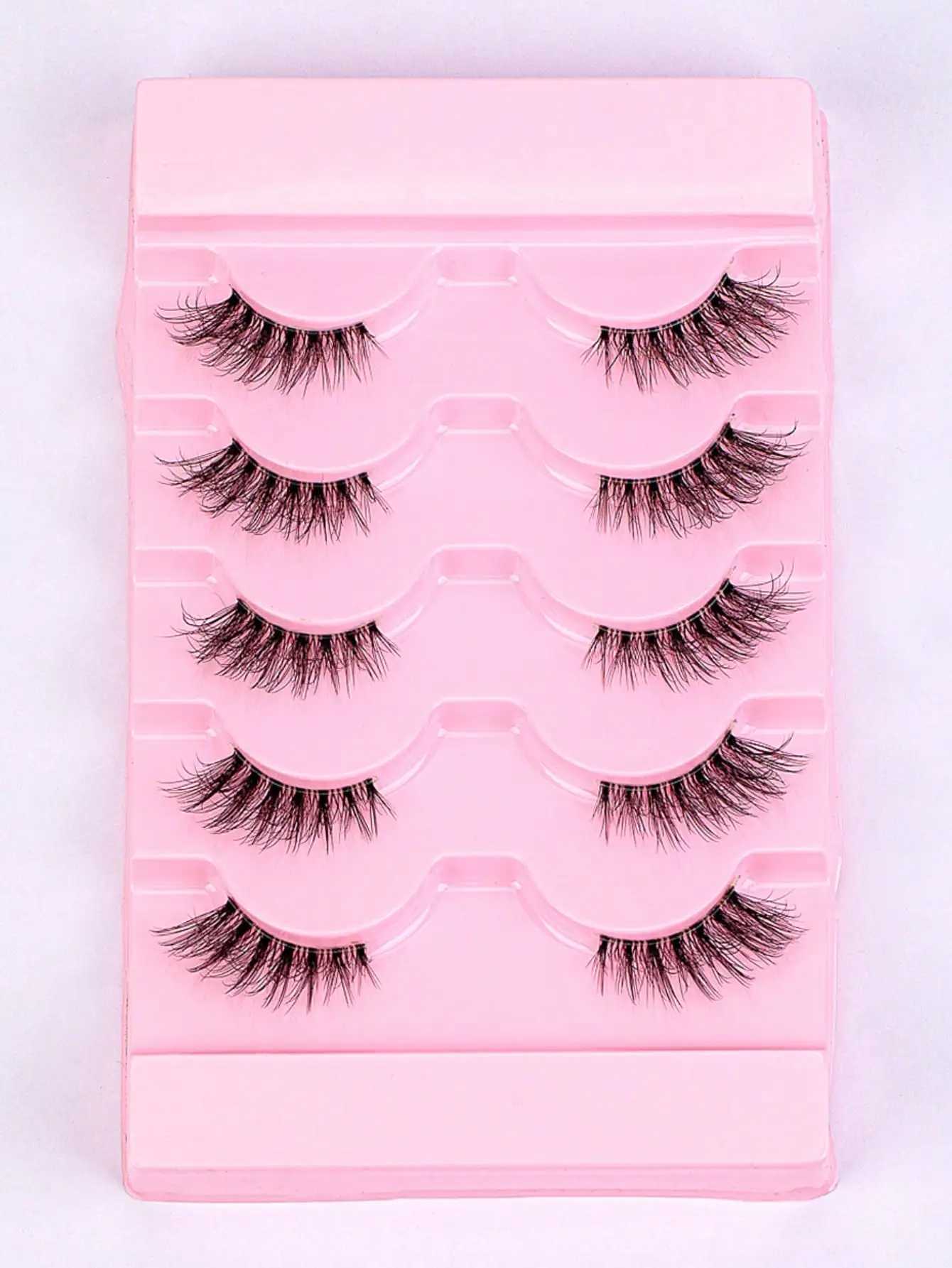 Half Eey eyelashes 5 pairs of artificial mink cat eye eyelashes fluffy Wispy transparent dry reusable false eyelash makeup toolW241024