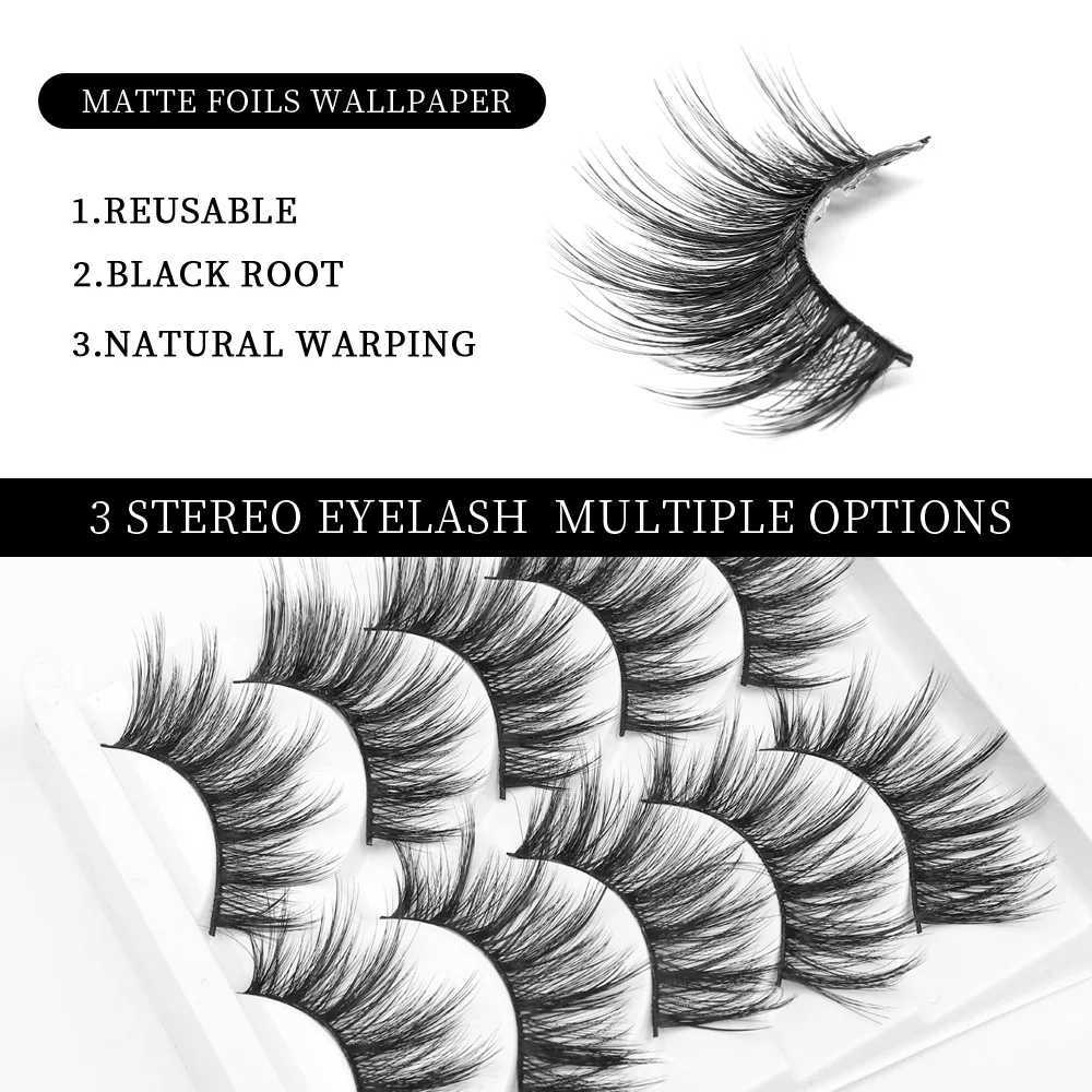 QSTY 5 pairs of 3D mink wig thick curly eyelashes full length eyelashes eyelash extensions fashionable womens eye makeupW241024