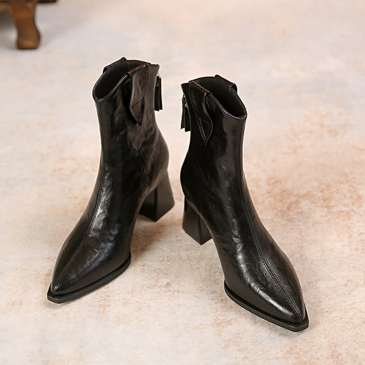 Men's Women's Winter Cotton Snow Boots, Cowboy Booties, Warm Brown Shoes 8935