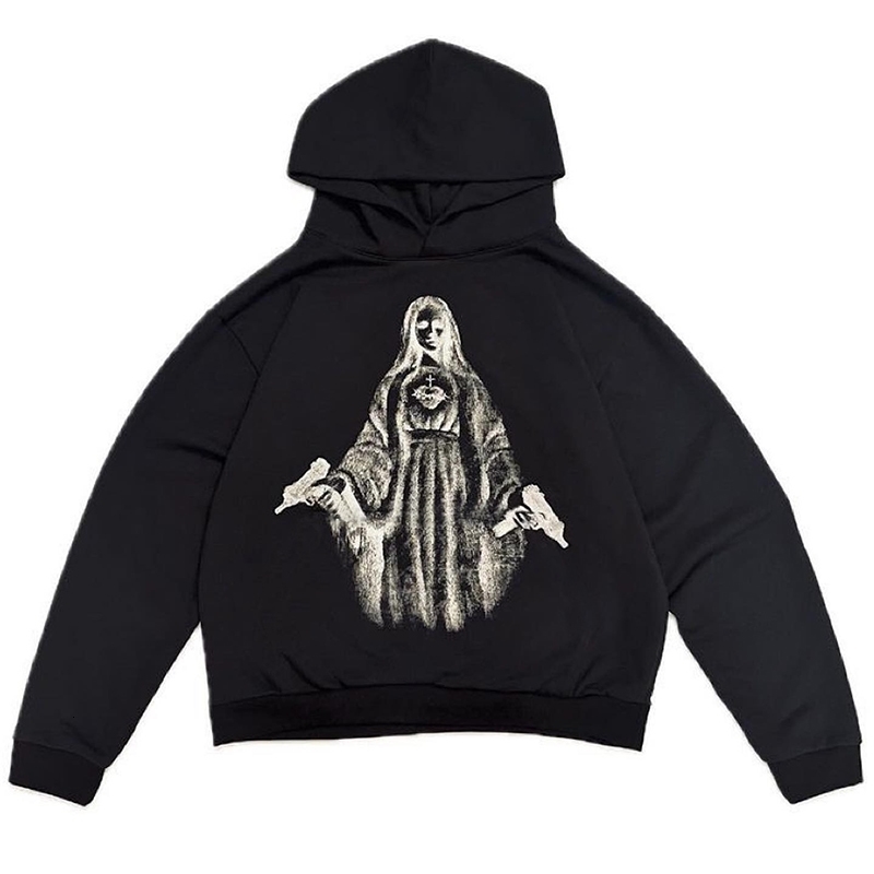 Y2K Hooded Sweatshirt Goth Streetwear Harajuku Graphic Print Long sleeved Pullover Vintage Hip Hop Hoodie Top Punk Loose Clothes 241010