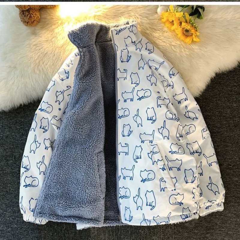 Autumn and Winter Mens Down Jacket Loose Casual Day Y2k Cotton Pad Jacket Solid Color Double Strand Cashmere Park W241024