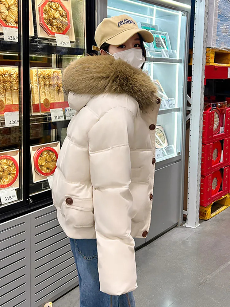 Vielleicht Winter Women Down Jacket Parkas Fashion HighQuality Warm Cotton Padded Coat Ladies Short Fur Hooded Outwear 241021