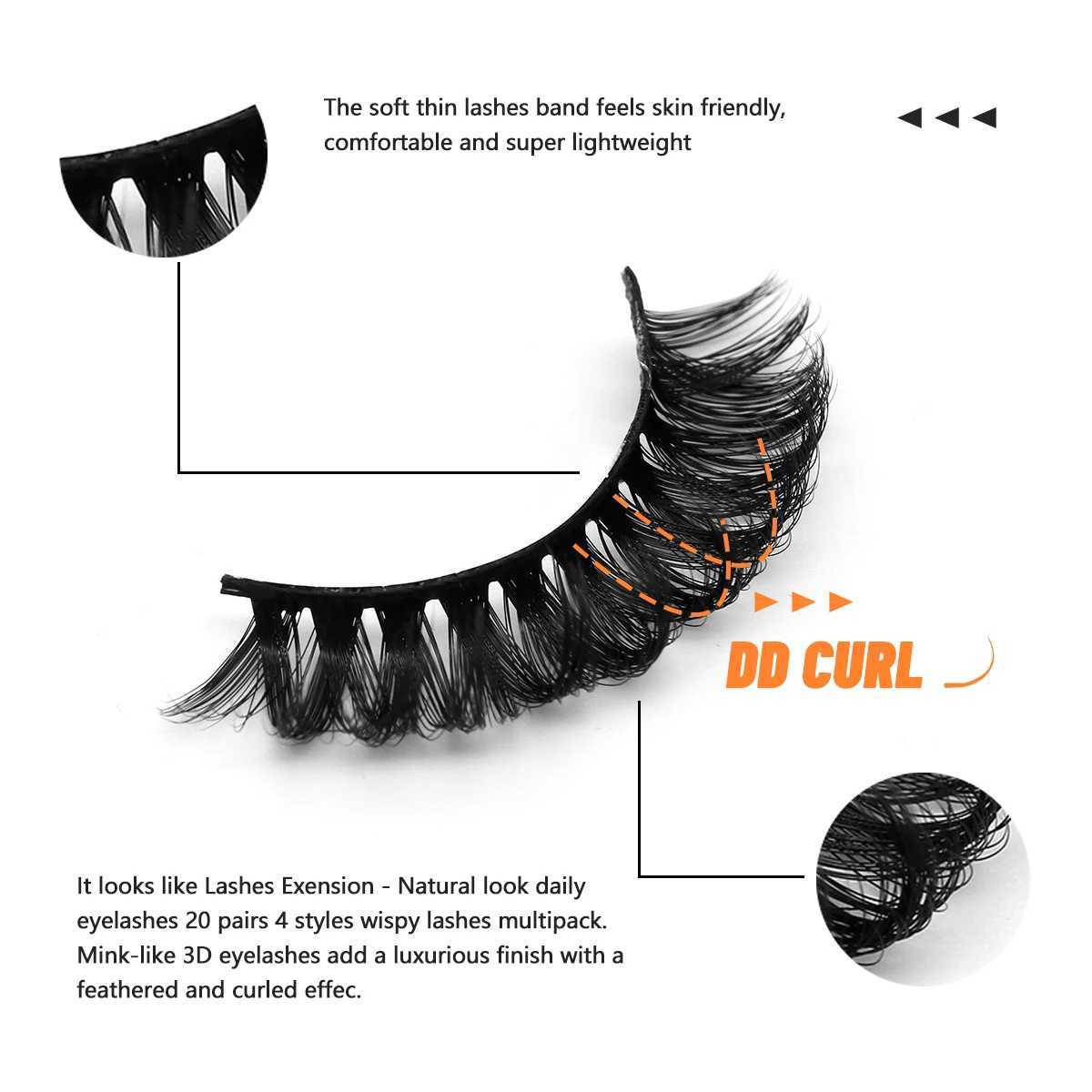 GROINNEYA 5/20 for Russian eyelash curler DD Curling False eyelashes Natural eyelash curler Curling bag 4 styles eyelash extensionW241024