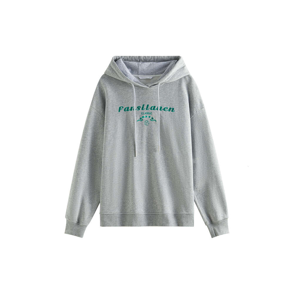 FSLE Women Winter Female Thicken Long Pullover Tops Letter Embroidery Drop Sleeve Casual Beige Hoodies 24Fs14538