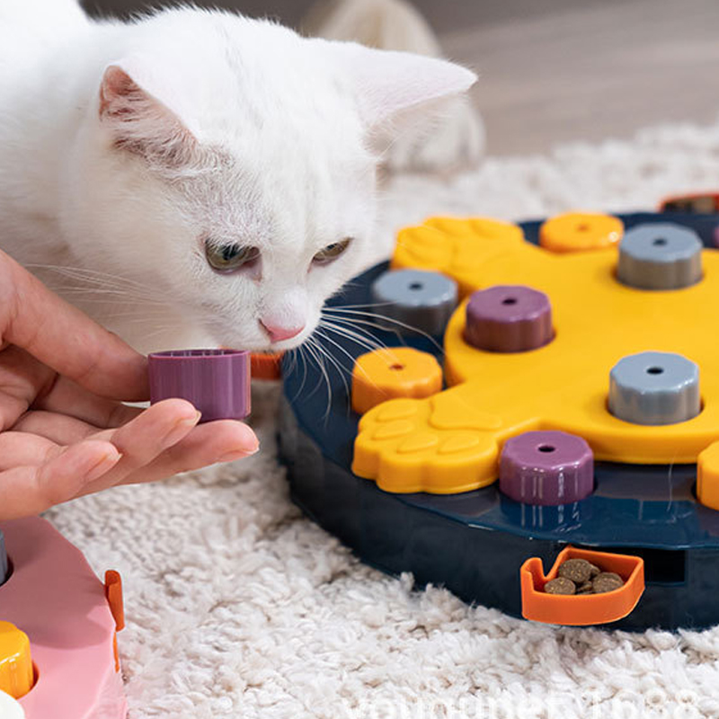 Dog puzzle board toys slow leakage slow food control cat cherry blossom dog bowl plastic small and medium kitten and dog food utensils