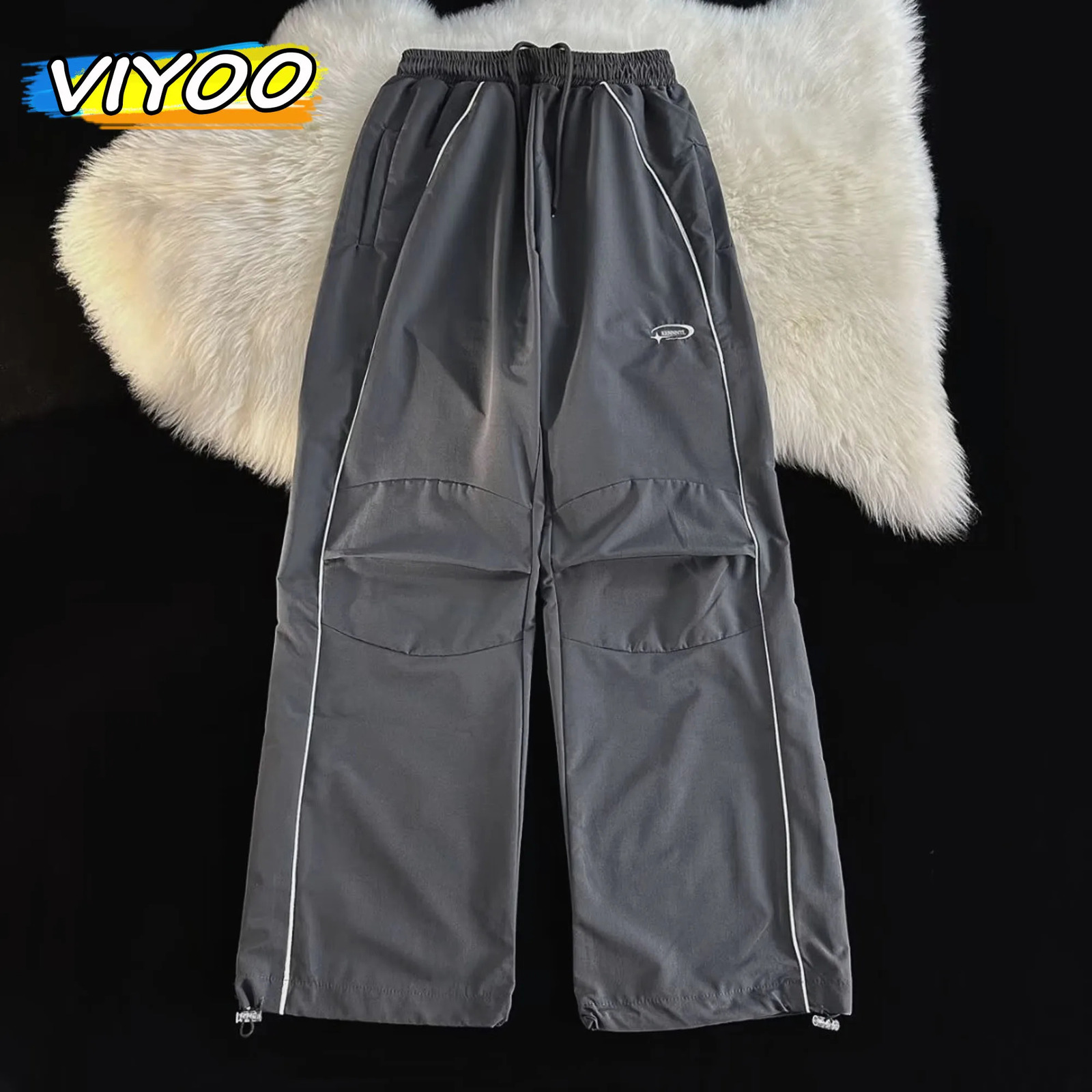 American Oversized Mens Casual Track Baggy Cargo Pants Wide Leg Streetwear Sweatpants Techwear Korean Y2K Clothes Men 241025