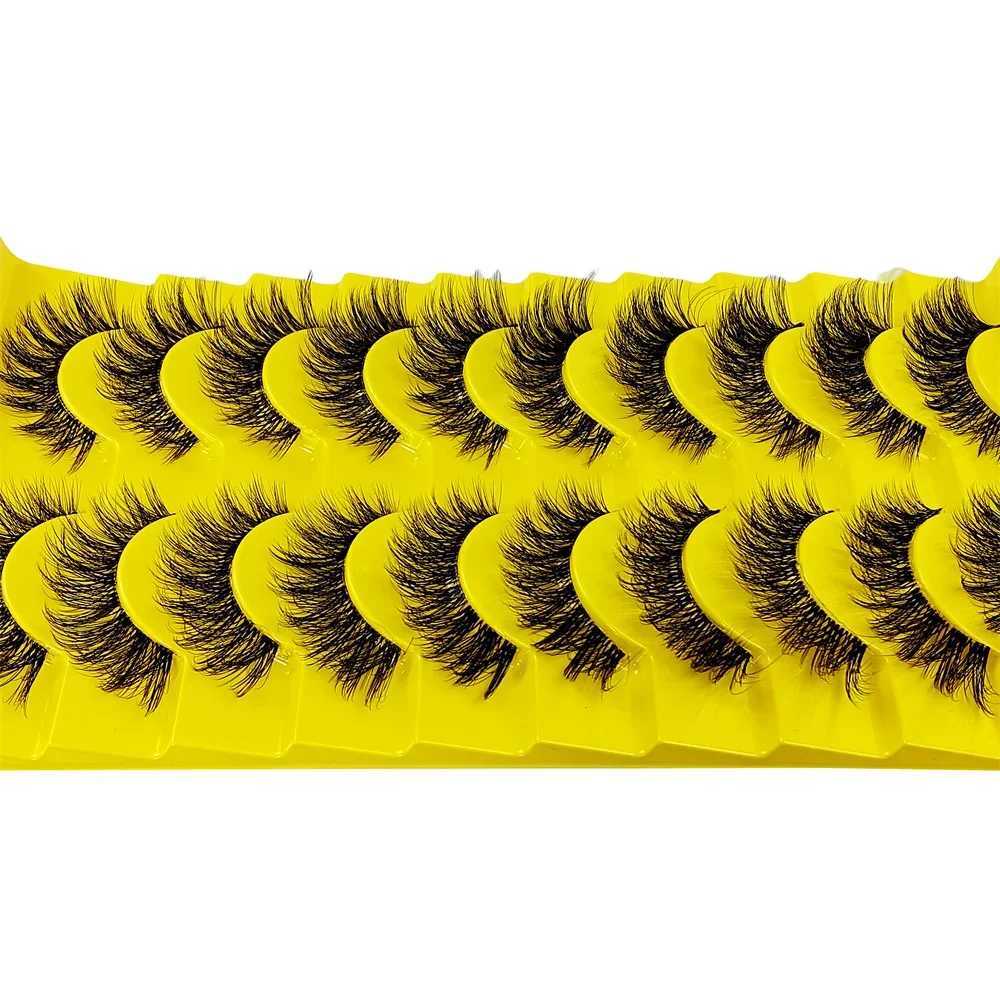 10 pairs of transparent eyelashes with natural Wispy fluffy appearance Russian striped eyelashes 3D effect cat extended false eyelashesW241024