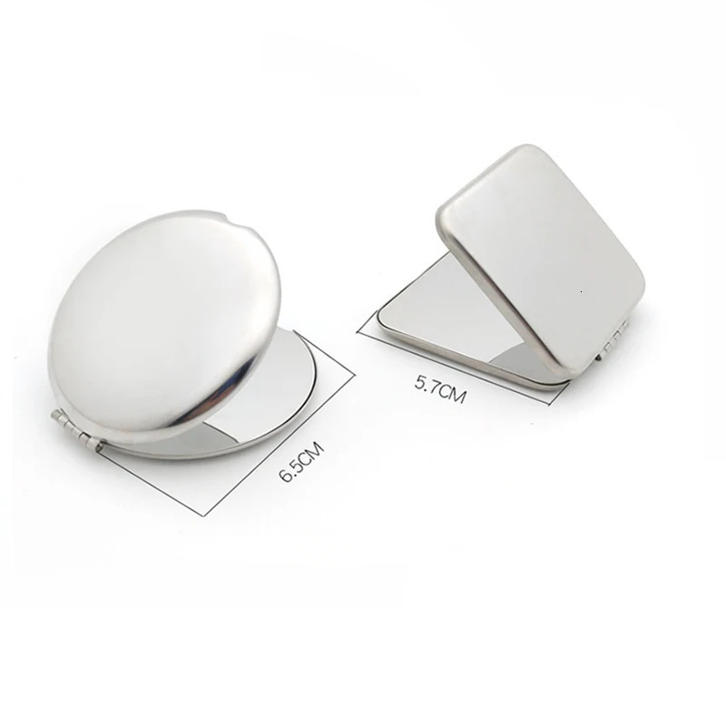 1pcs Portable Women Stainless Steel Makeup Mirror Hand Pocket FoldedSide Cosmetic Make Up Small Various Shapes 241024
