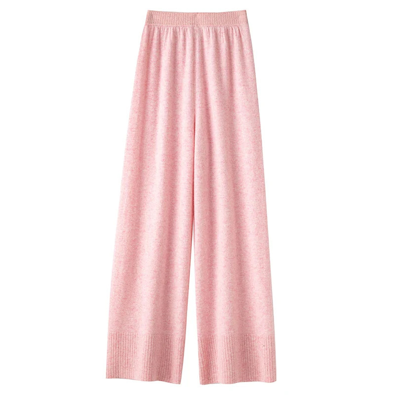 Women Wool Pants 100% Australian Wool Knitted Wide Leg Pant Winter Warm Long Trousers Pure Woolen Female Leggings JA01 241024