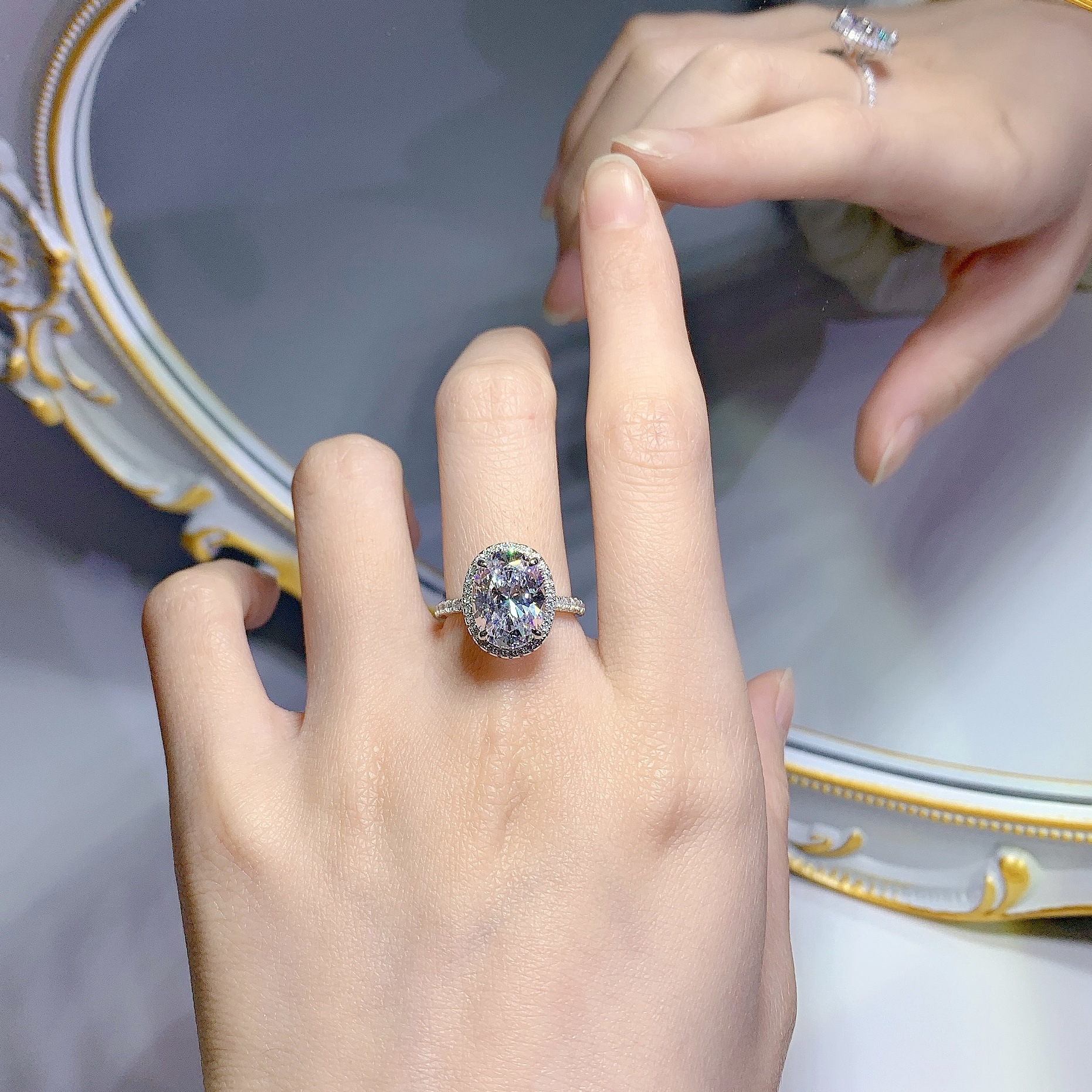 5CT Choucong Gorgeous Sparkling Wedding Rings Luxury Jewelry Real 100% 925 Sterling Silver Oval Cut Dove Egg Moissanite Diamond Eternity Women Bridal 