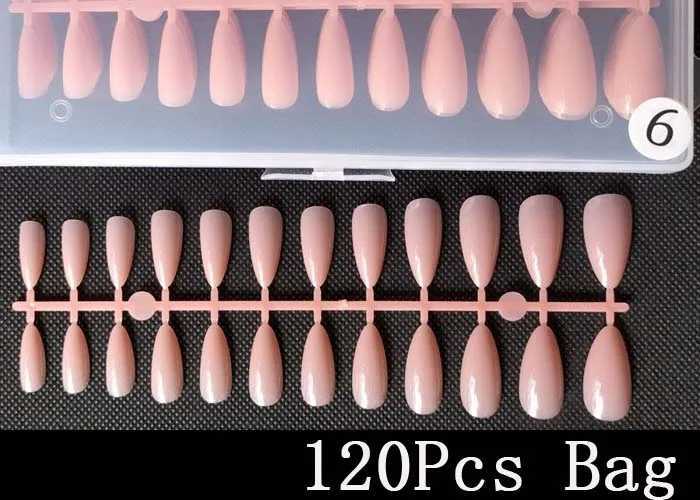 Solid Color Fake Nails Gel X Tips Extension System Full Cover Sculpted Almond Stiletto False Nail Tips 360pcs/bagXJ241025