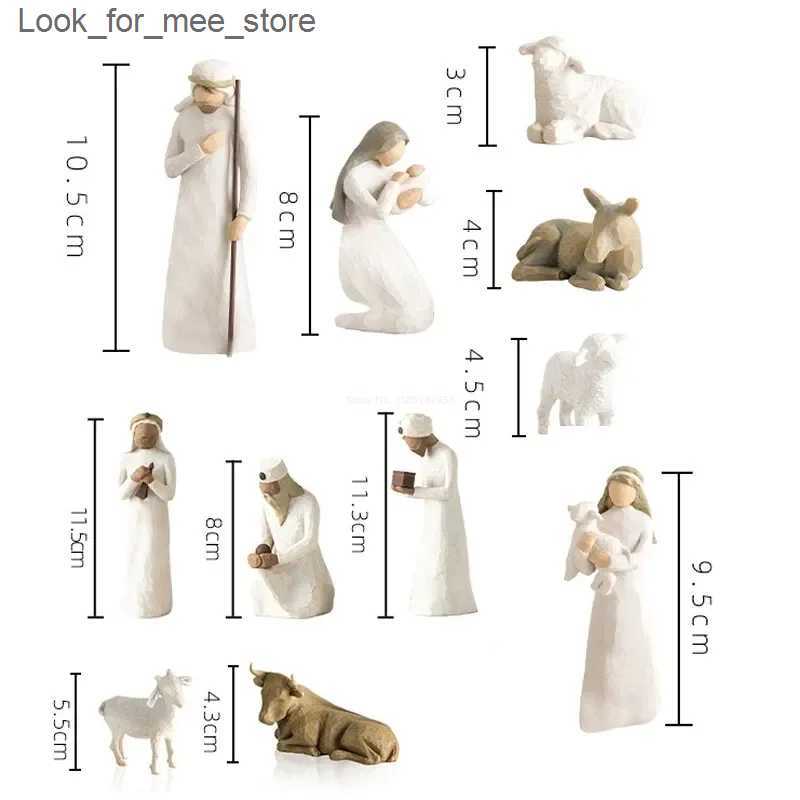 Christmas Decorations 2024 Nativity Statue Resin Holy Family Willow Tree Set Celebrating Easter Religion Handmade Decoration Customized Gift L240910