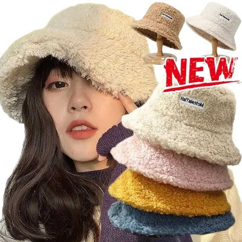 2024 Lamb Faux Fur Bucket Hat Winter Warm Velvet Hats for Women Lady Thicken Bob Panama Outdoor Panama Fisherman Hats Caps GirlsX241025