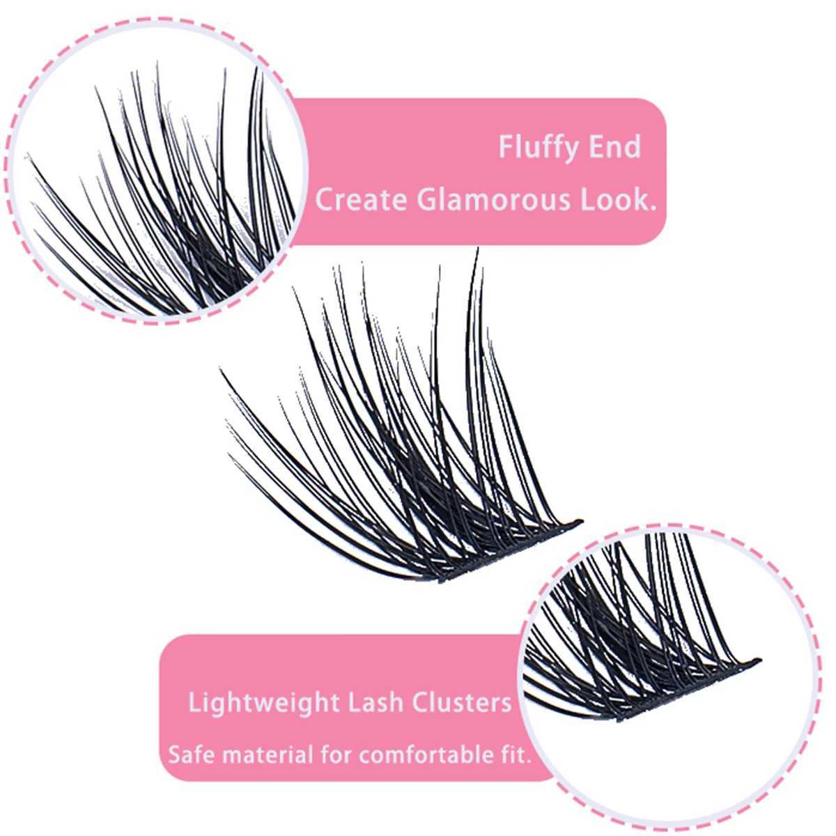 Personal eyelash extension cluster full volume natural appearance 9-16MM DIY false eyelash mink with adhesive and sealing tweezerW241024