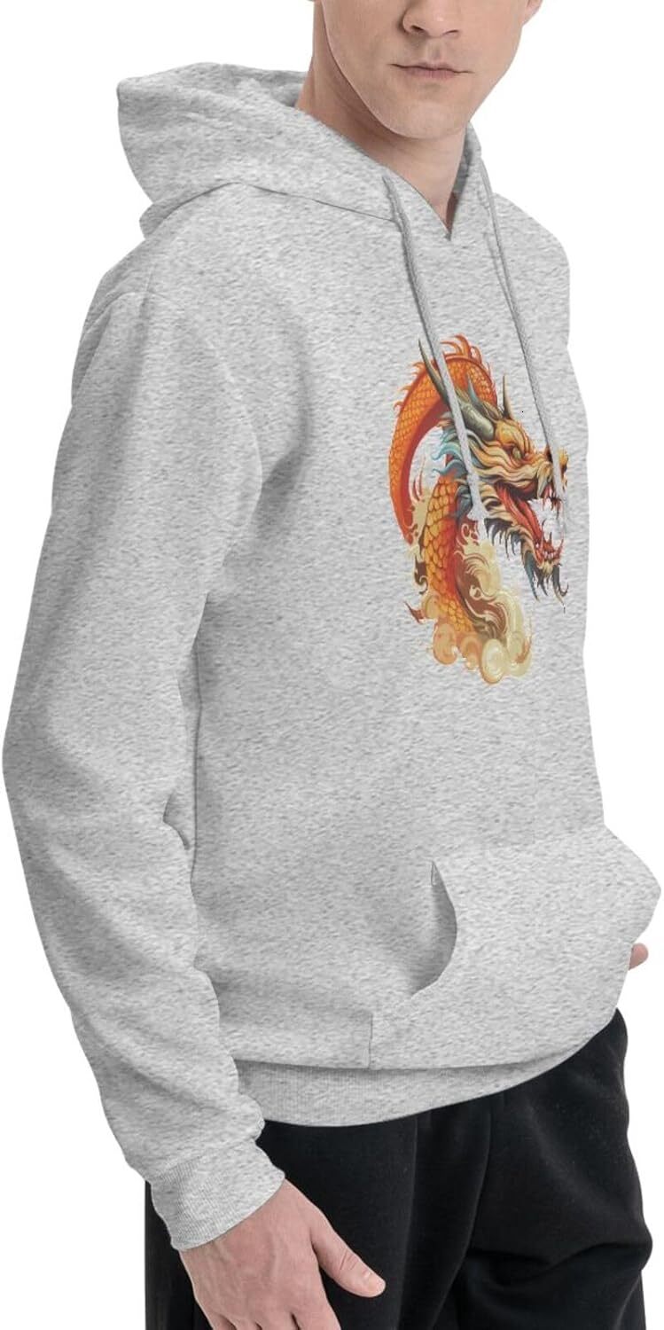 Hoodie for Mens Womens Funny Cartoon Chinese Dragon Print Hoodie for Women Men Animals Hoodies Sweatshirt Clothing Graphic