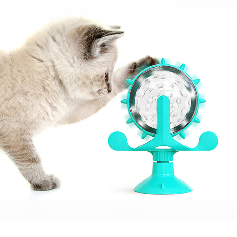 Pet cat self-help relieve boredom toys cross-border suction cup windmill leakage dog toys rotating nibbling slow food circle.