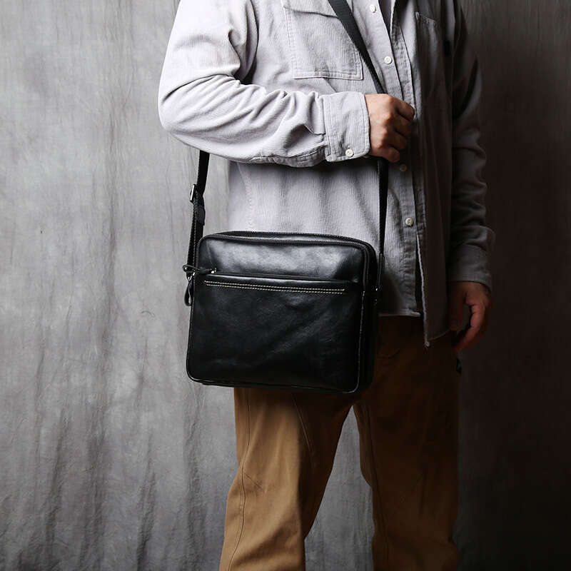 genuine leather mens shoulder casual crossbody natural cowhide tablet computer trend men bag for 10 inch ipad