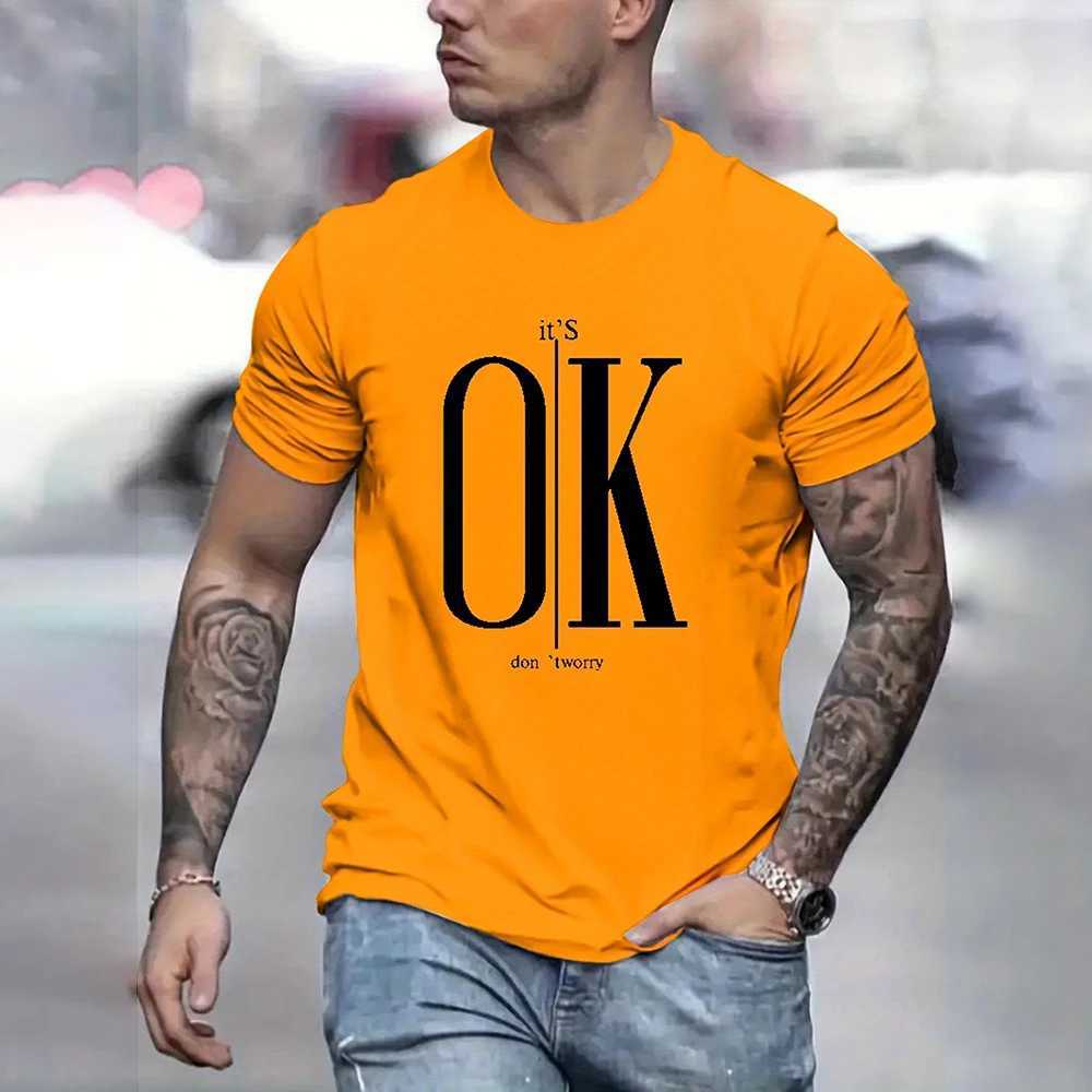 2024 Mens Street Ok Letter Print T-shirt Summer Mens Casual Short Sleeve Tops Oversized Hipster T Shirts Clothing New MenswearXJ250117